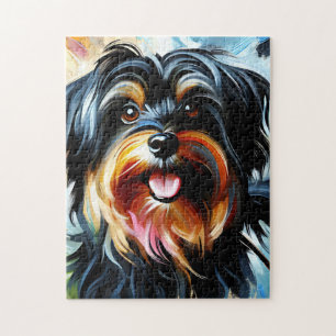 Puzzle Impresión acrílica de perro Havanés negro y bronce