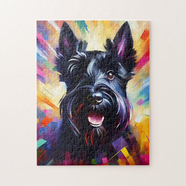 Puzzle Impresión Acrílica de Perro Terrier Escocés Negro  (Vertical)