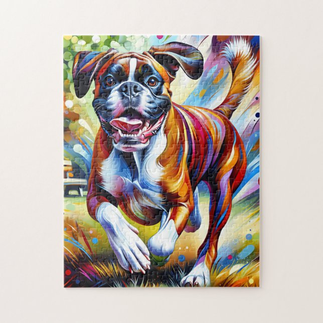 Puzzle Impresión artística en acrílico de perro boxer Reg (Vertical)