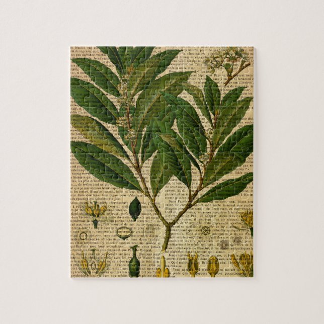 Puzzle Impresión botánica en la página del libro viejo (Vertical)