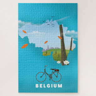 Puzzle Impresión de afiches de viaje en el Mapa de Bélgic