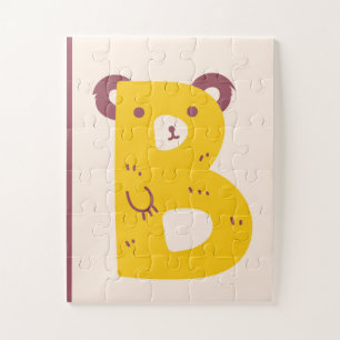Puzzle Impresión de arte alfabético de oso con letra "B"