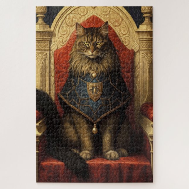 Puzzle Impresión de arte de trono masculino de gato (Vertical)