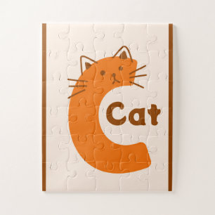 Puzzle Impresión de arte del alfabeto de gato con letra "