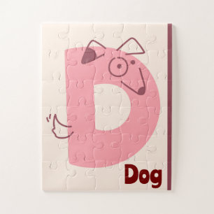 Puzzle Impresión de arte del alfabeto de perro con letra