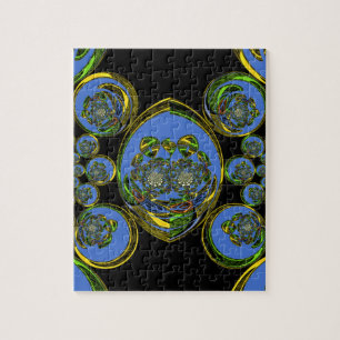 Puzzle Impresión de arte en Kaleidoscope azul y amarillo