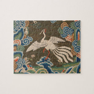 Puzzle Impresión de bordado de seda de pájaro blanco chin