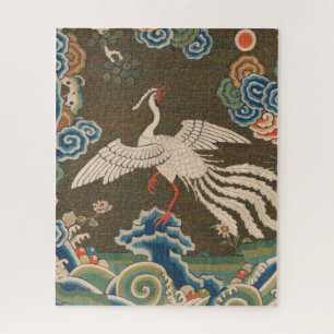 Puzzle Impresión de bordado de seda de pájaro blanco chin