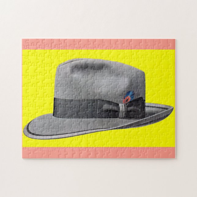 Puzzle Impresión de gorra fedora para hombres de los años (Horizontal)