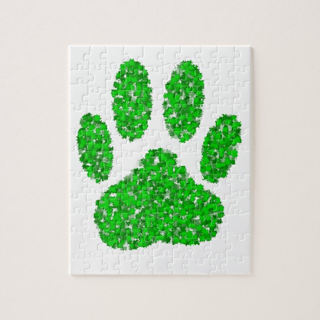 Puzzle Impresión de hojas de perro de follaje verde (Vertical)