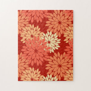 Puzzle Impresión de kimono floral moderna, Naranja mandar