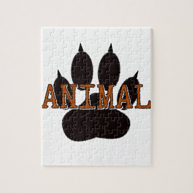 Puzzle Impresión de la hoja de papel para animales negros (Vertical)