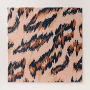Puzzle Impresión de leopardo: Diseño sin costura textil.