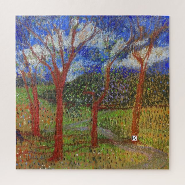 Puzzle Impresión de madera de árbol colorido (Vertical)