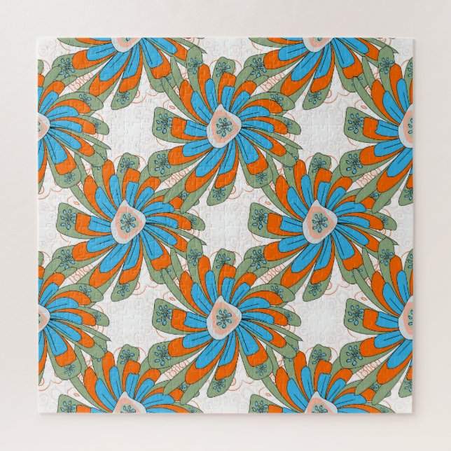 Puzzle Impresión de tela abstracta floral ráster (Vertical)
