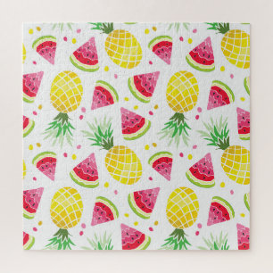 Puzzle Impresión de verano de piña de sandía sin foco