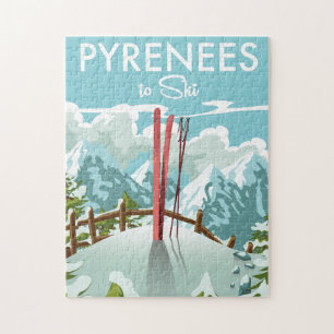 Puzzle Impresión de viaje para esquiar en los Pirineos.