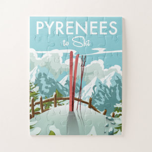 Puzzle Impresión de viaje para esquiar en los Pirineos.