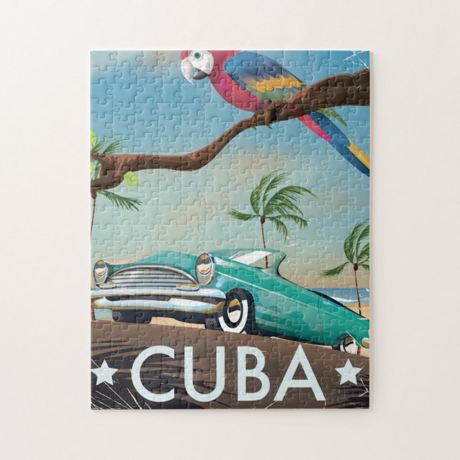 Puzzle Impresión de viaje retro vintage de Cuba (Vertical)