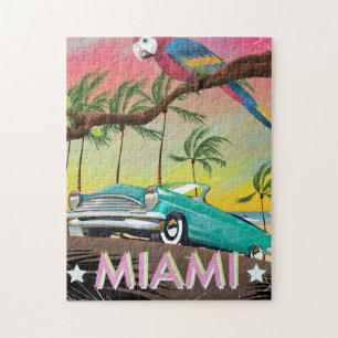 Puzzle Impresión de viaje retro vintage de Miami