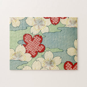 Puzzle Impresión de Woodblock de los flores del Dogwood
