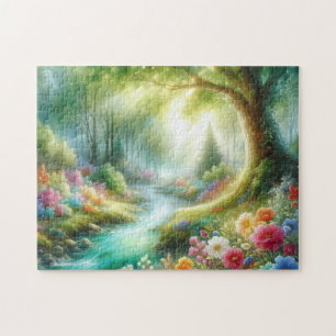 Puzzle Impresión del arte de la fantasía del río Floral