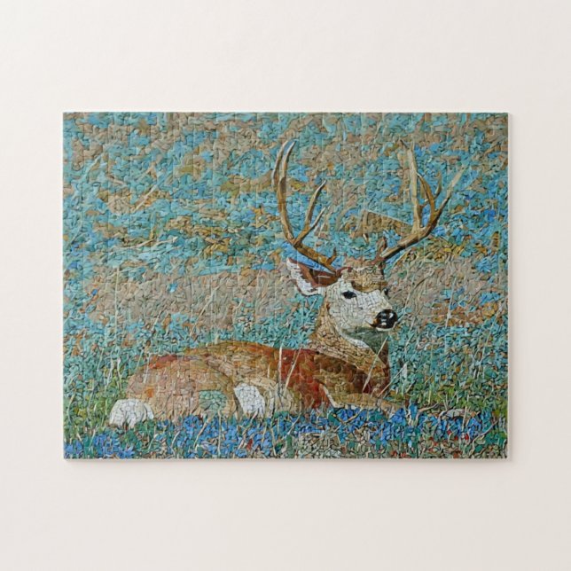 Puzzle Impresión del patrón de mosaico de Deer Buck (Horizontal)