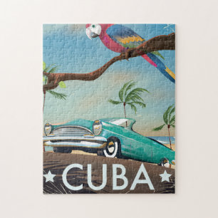 Puzzle Impresión retra del viaje del vintage de Cuba