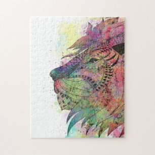 Puzzle Impresionante diseño de leones de acuarela tribal