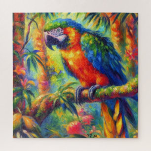Puzzle Impresionante Loro Tropical Pájaro Azul Verde