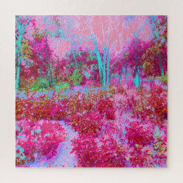 Puzzle Impresionante paisaje de jardines rojos y rosados
