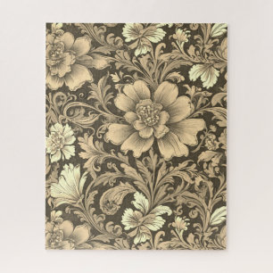 Puzzle Impresionante patrón floral sepia vintage