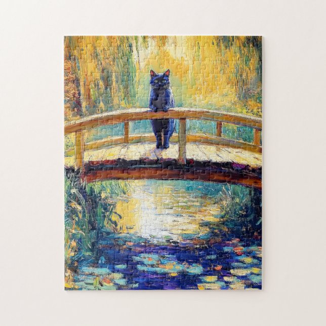 Puzzle Impresionante pintura de aceite de estanque de gat (Vertical)