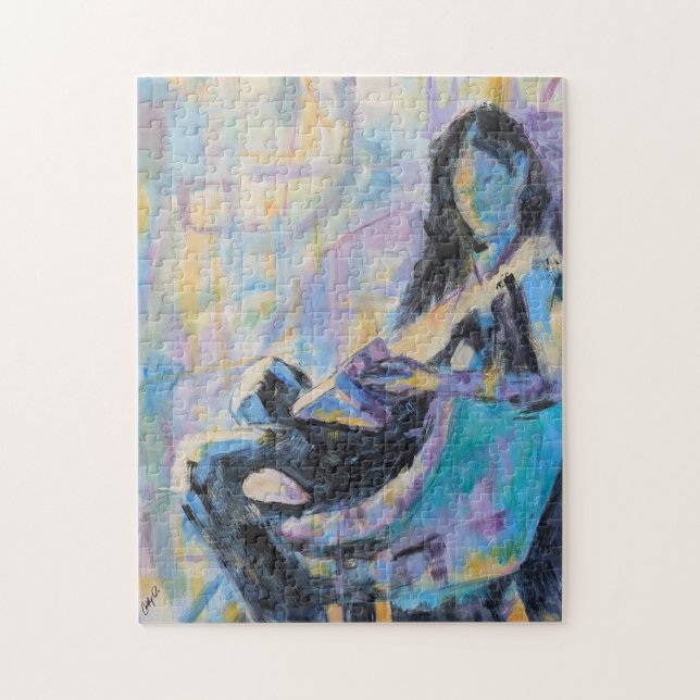 Puzzle Impresionista en la presidencia leyendo pintura (Vertical)
