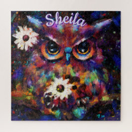 Puzzle Impresionista y caprichosa lechuza floral personal