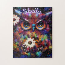 Impresionista y caprichosa lechuza floral personal