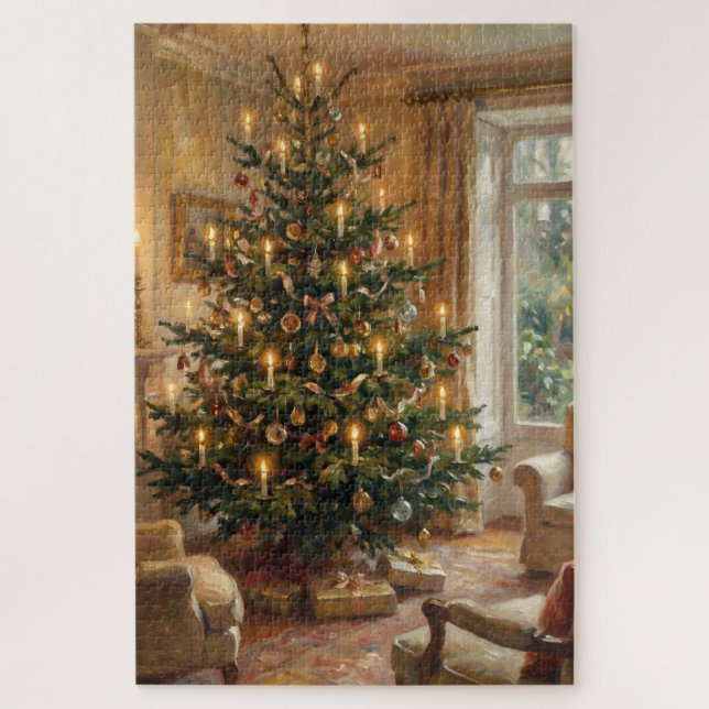 Puzzle Impressionist Christmas Tree Monet-Style Art (Vertical)
