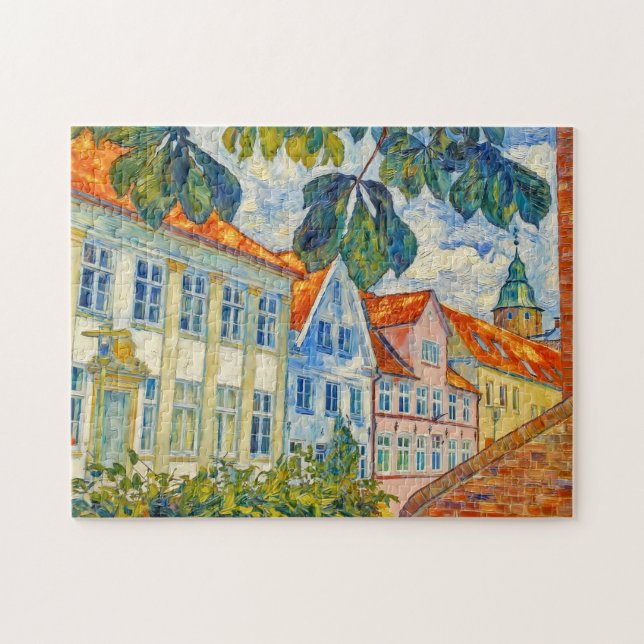 Puzzle Impressionist Town Scene in Glueckstadt with Histo (Horizontal)