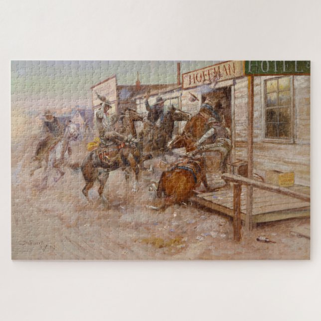 Puzzle In Without Knocting por Charles Marion Russell (Horizontal)