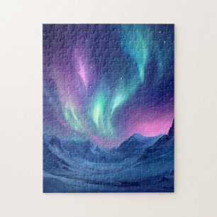 Puzzle Increíble cielo nocturno de auroras boreales hermo