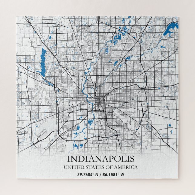Puzzle Indianapolis Indiana USA Travel City Map (Vertical)