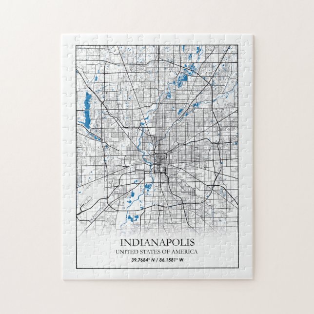 Puzzle Indianapolis Indiana USA Travel City Map (Vertical)