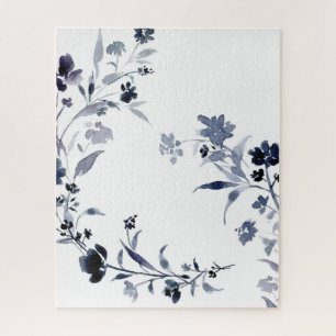 Puzzle Indigo azul marino floral acuarela