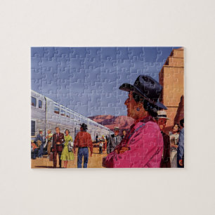 Puzzle Indio americano nativo vintage en una estación de 