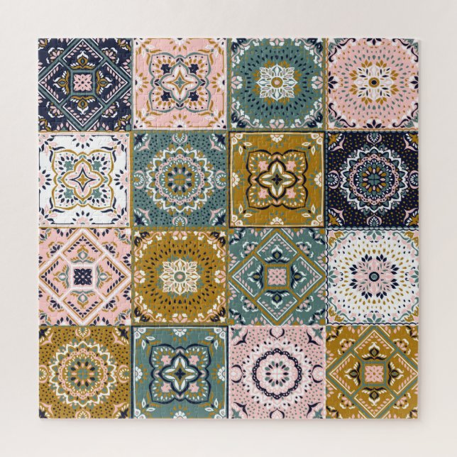 Puzzle Indio de Talavera: Patchwork, mosaico étnico. (Vertical)
