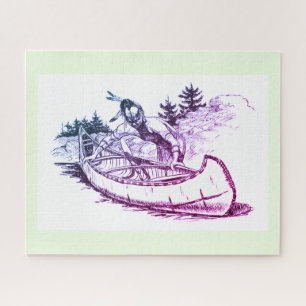 Puzzle Indio rojo con canoa
