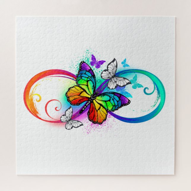 Puzzle Infinito brillante con mariposa arco iris (Horizontal)