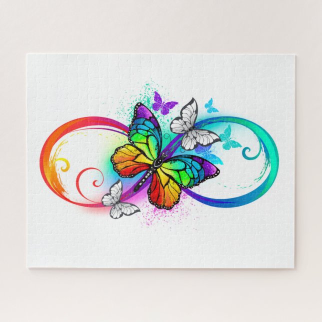 Puzzle Infinito brillante con mariposa arco iris (Horizontal)