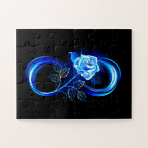 Puzzle Infinito brillante con rosa azul