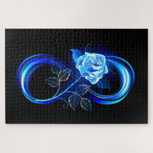 Puzzle Infinito brillante con rosa azul